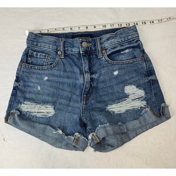 Aeropostale Mom Short Cutoff Jean Shorts Distressed High Waisted Women's Size 2 - Picture 3 of 8